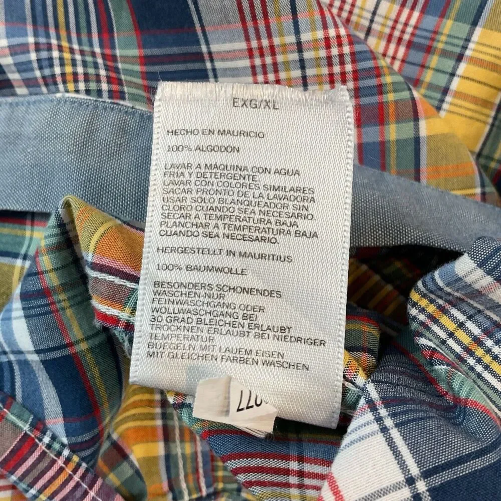 Nautica Shirt Mens XL Blue Yellow Plaid Button Up Down Long Sleeve Casual Cotton